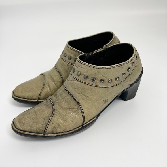 Josef Seibel Grey leather Pewter Gray Studded Ankle Boots Sz 38 - Picture 1 of 11